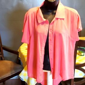 Almost Famous Button Up Blouse Wit Collar EUC